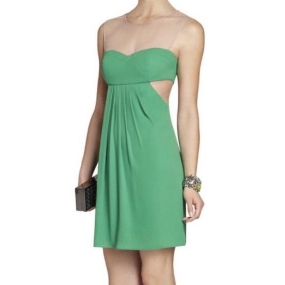 BCBGMaxAzria Dresses & Skirts - BCBGMaxAzria Size 10 Kelly Green Nude Panel Dress
